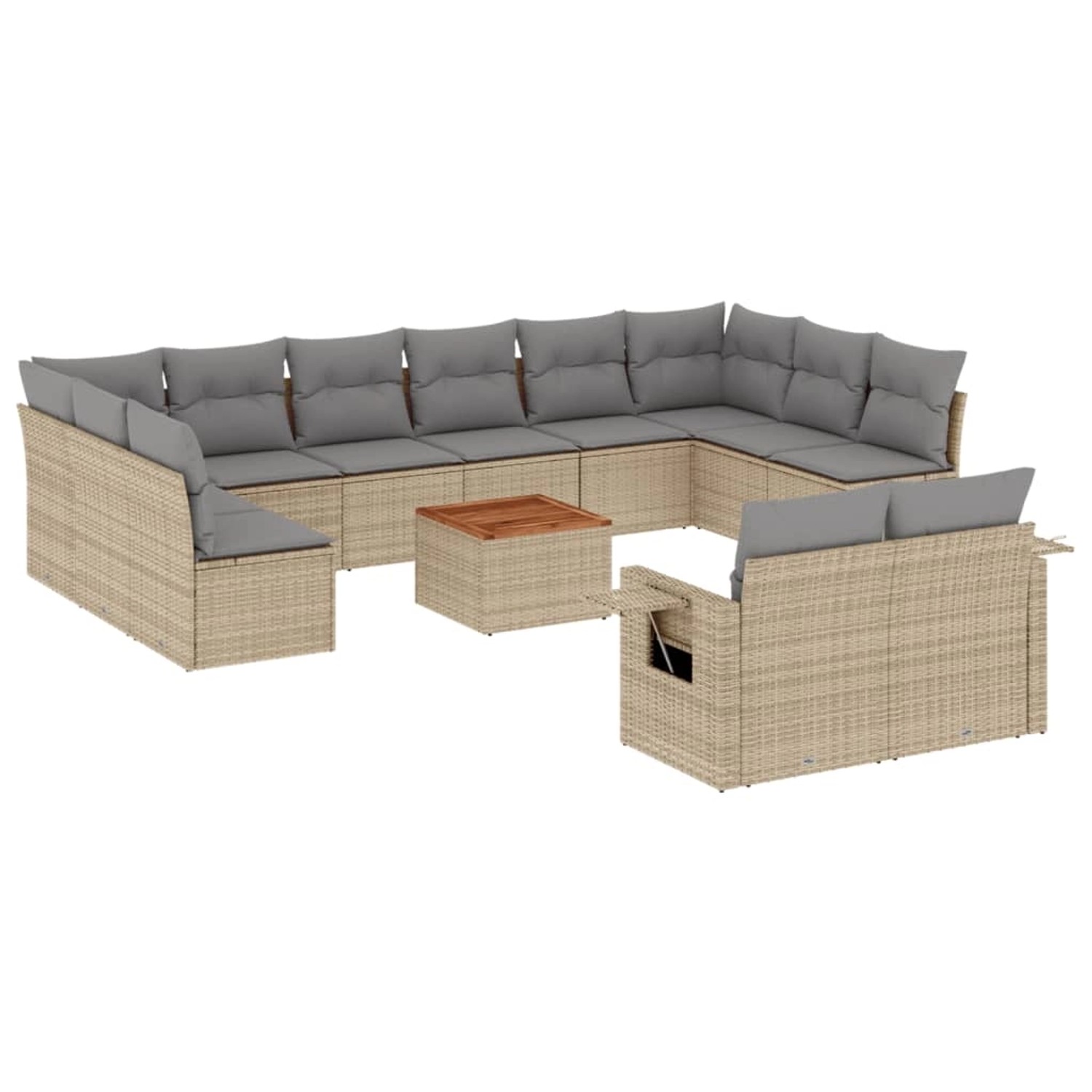 vidaXL 13-Tlg Garten-Sofagarnitur mit Kissen Beige Poly Rattan 3257130 günstig online kaufen