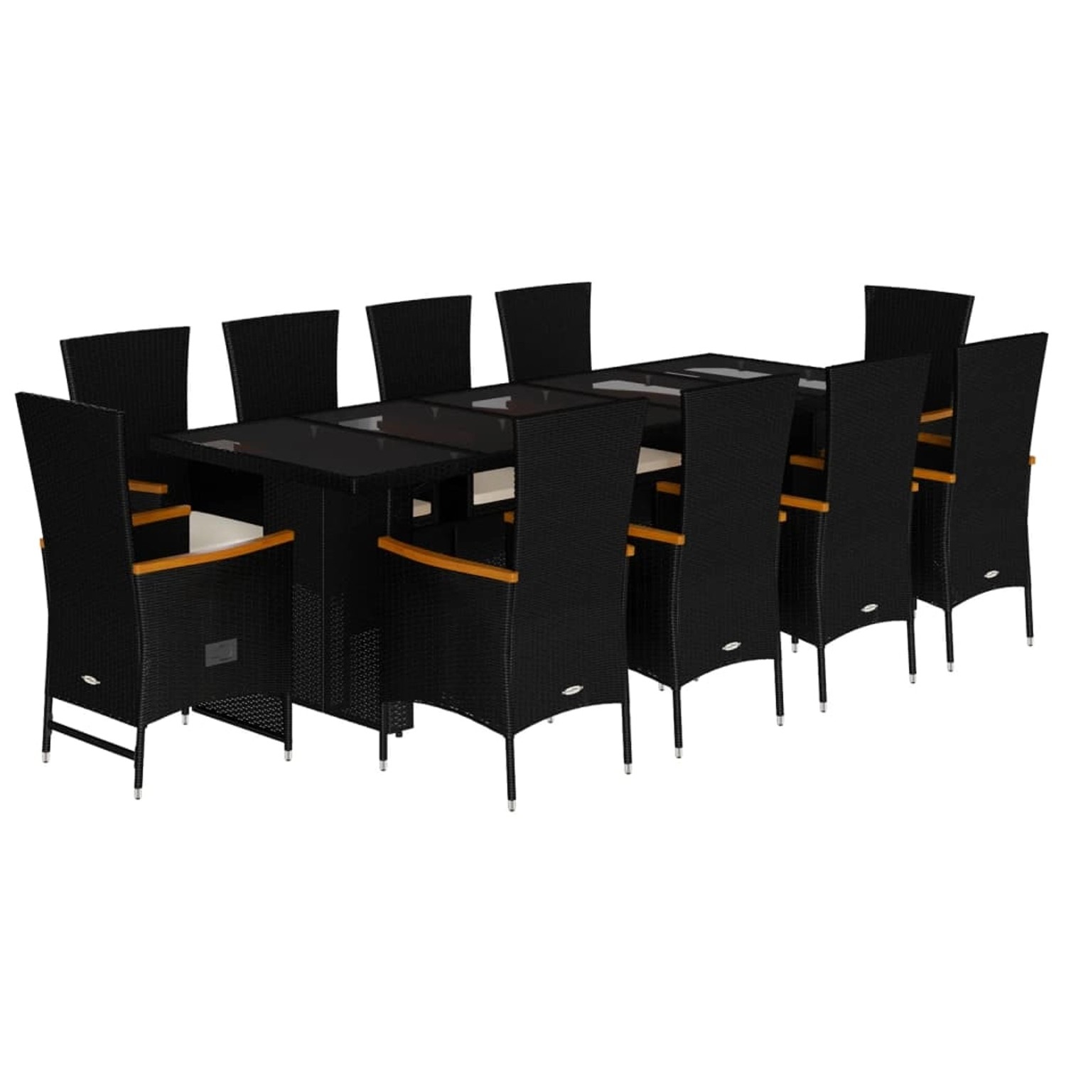 vidaXL 11-Tlg Garten-Essgruppe mit Kissen Schwarz Poly Rattan 3277538 günstig online kaufen
