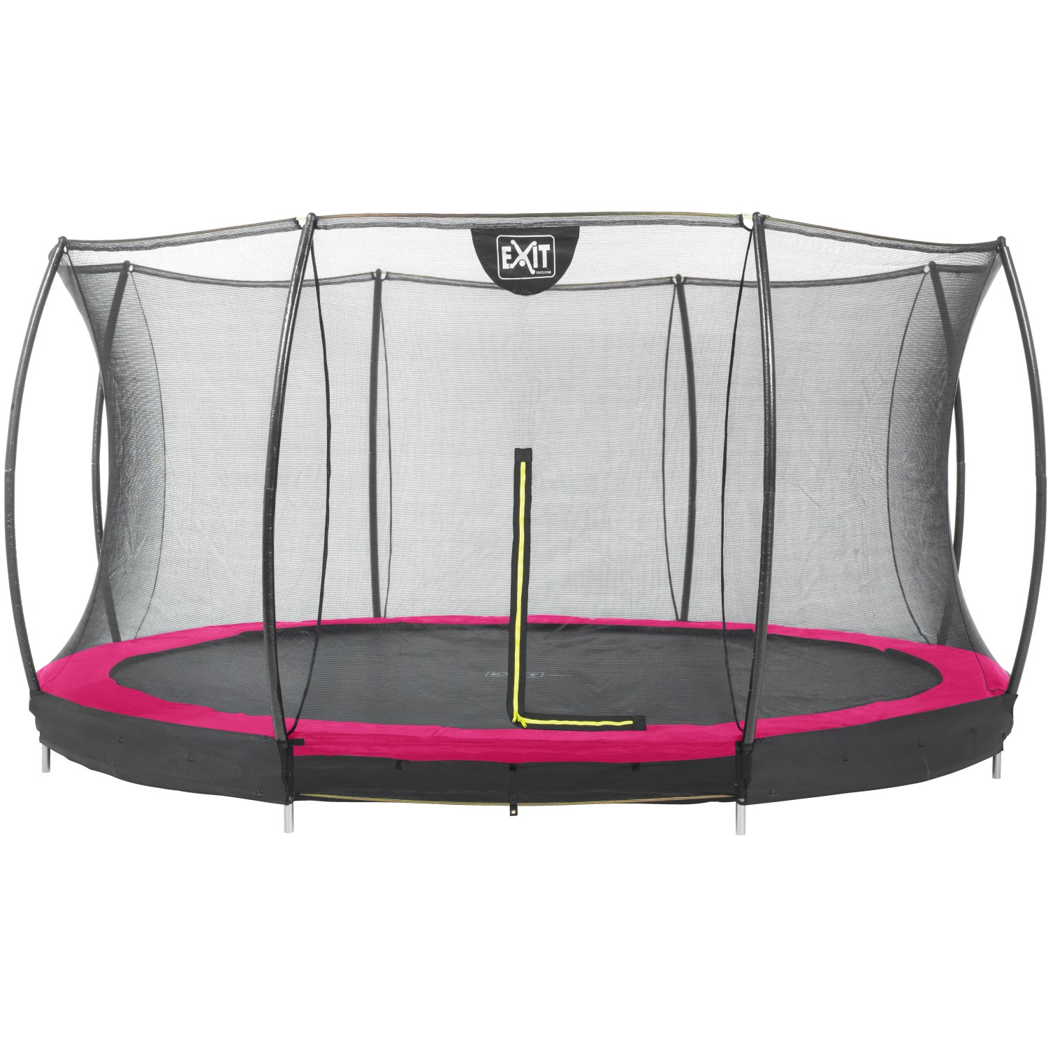 EXIT Silhouette Bodentrampolin D366cm mit Sicherheitsnetz in Rosa.