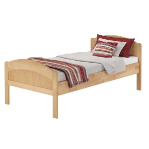 Buche Massivholzbett 90x200 cm mit Rollrost, ideal als Seniorenbett oder Gästebett.