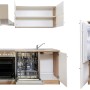 Respekta Küchenzeile KB310ESWC in Weiß-Eiche Sägerau Optik mit E-Geräten.