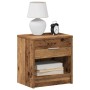 Nachttisch-Set in Altholz-Optik mit Schublade, 39x28x41 cm.