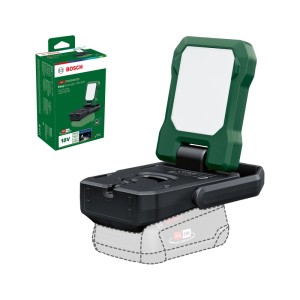 Bosch Akku-Lampe EasyLight18V-400 Solo mit grünem, neigbarem Leuchtenkopf. Flexible LED-Taschenlampe, ohne Akku.
