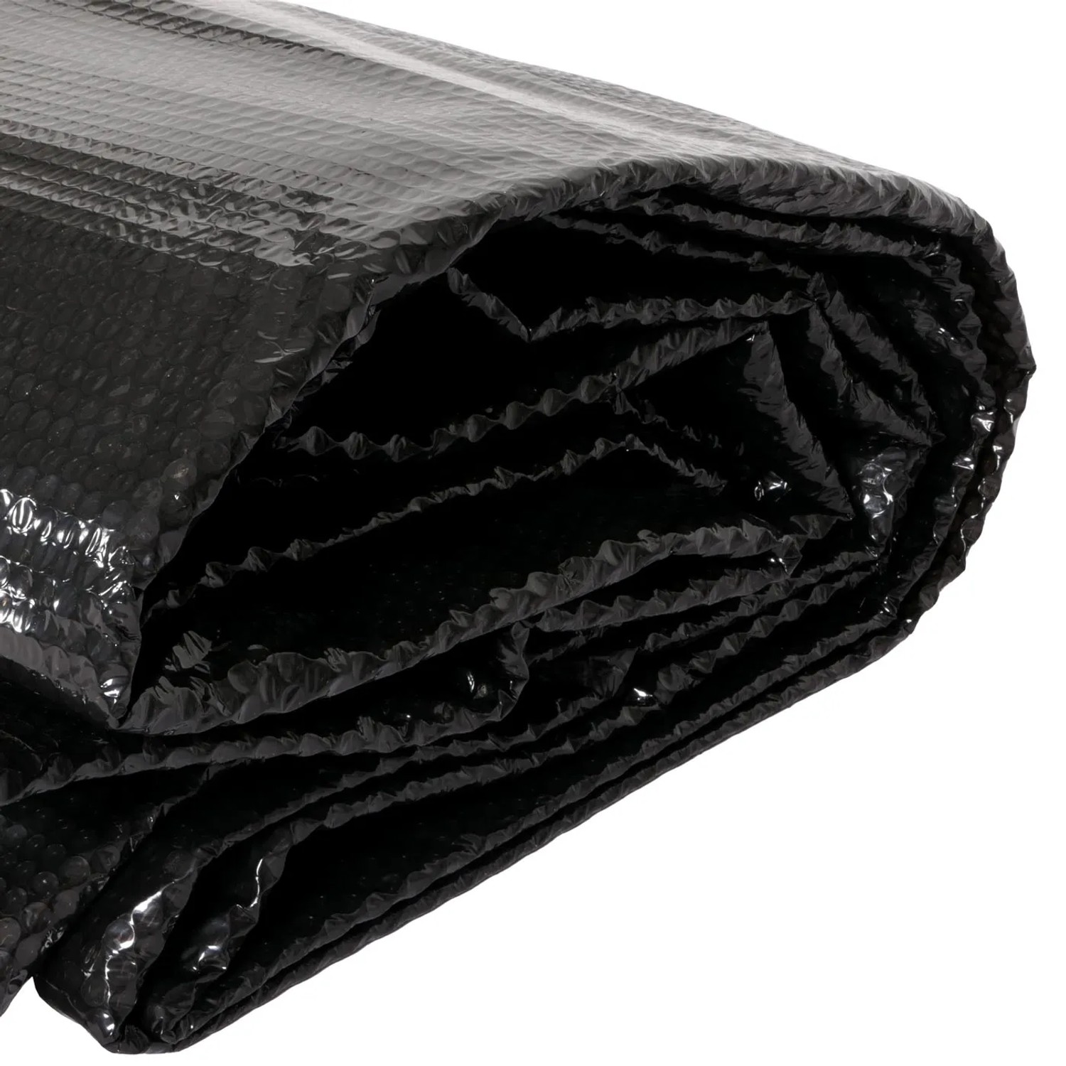 Zusammengelegte, schwarze MCW Pool-Abdeckung, rechteckig, 3x2m, 200µm, aus PE-Folie.