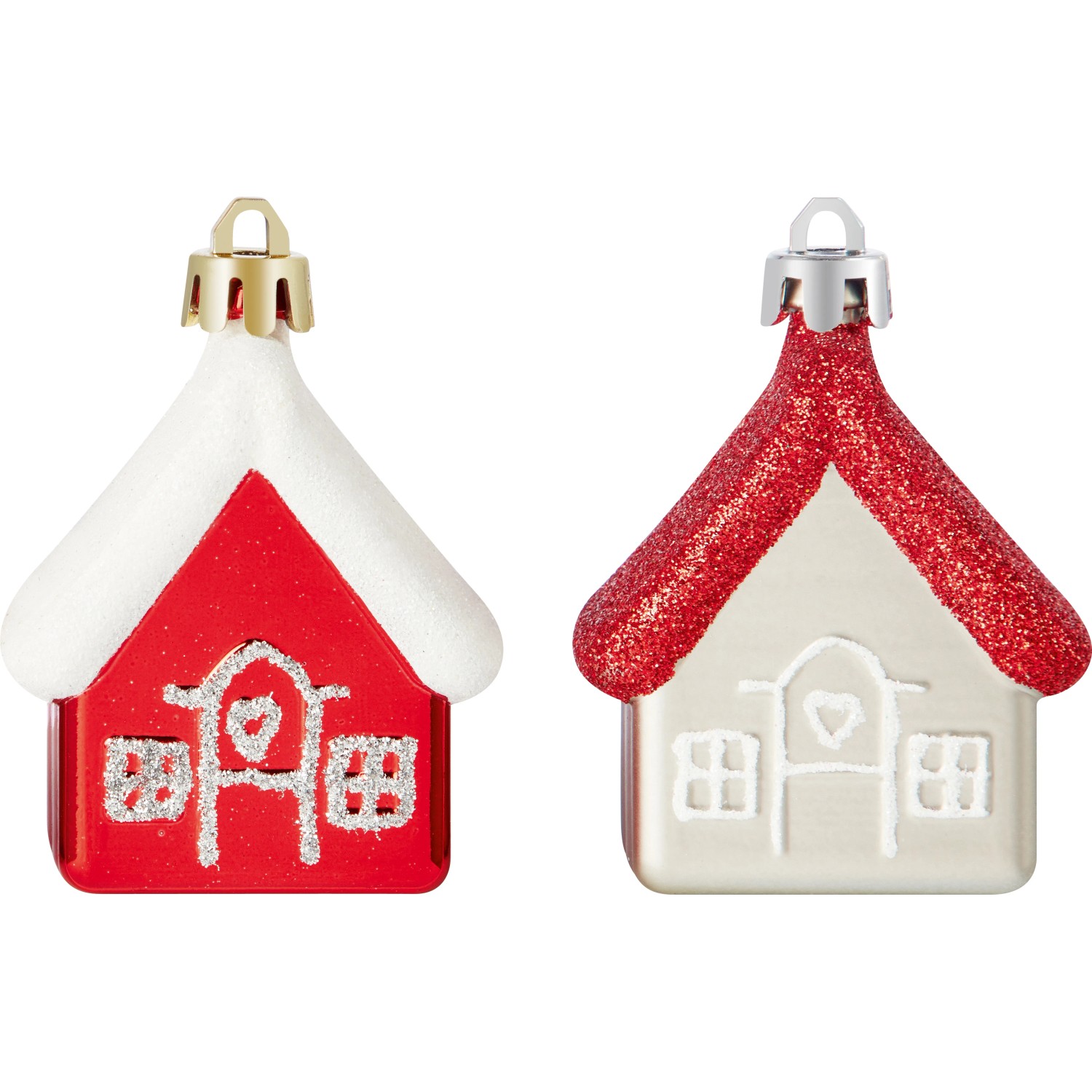 Baumschmuck-Set Haus 4-teilig Rot-Grau