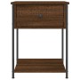 Nachttisch-Set, 2 Stück, braune Eichenoptik, mit Schublade und Ablage, 44x45x58 cm.