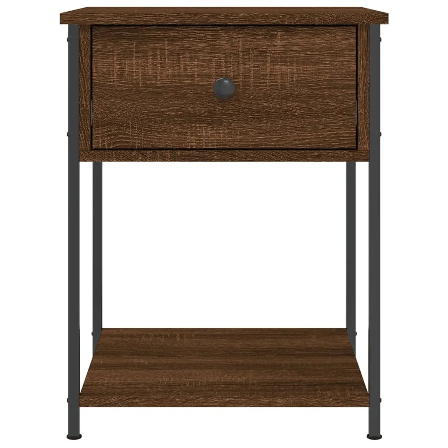 Nachttisch-Set, 2 Stück, braune Eichenoptik, mit Schublade und Ablage, 44x45x58 cm.