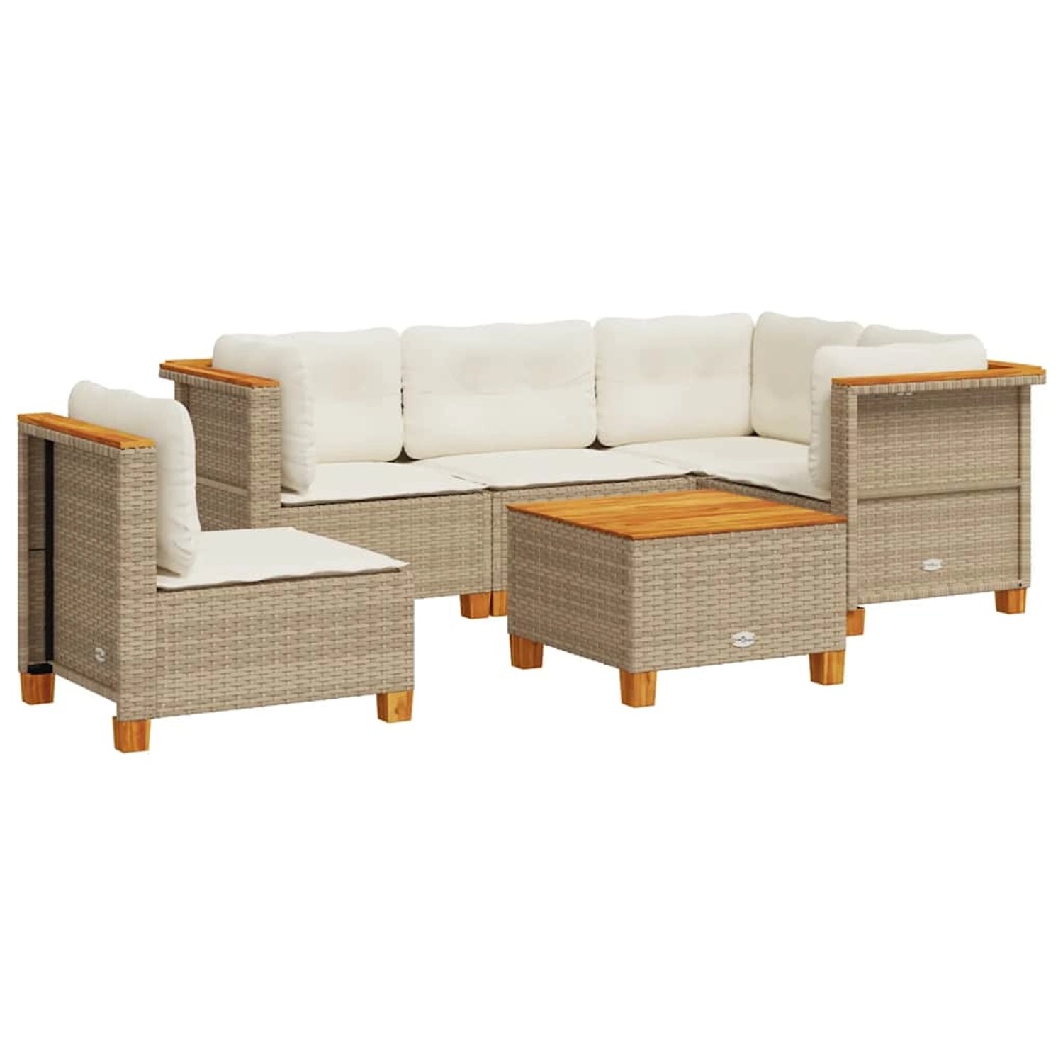 vidaXL 6-Tlg Garten-Sofagarnitur mit Kissen Beige Poly Rattan 3261841 günstig online kaufen