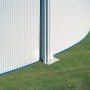 Detailansicht: Weiße Stahlwand und Stützstruktur des Gre Pool Varadero Oval Pools.