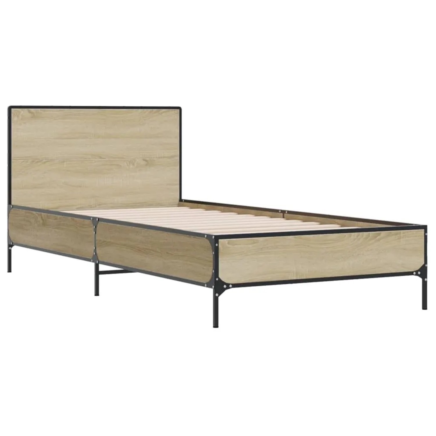 vidaXL Bettgestell Sonoma-Eiche 100x200 cm Holzwerkstoff und Metall 845523 günstig online kaufen