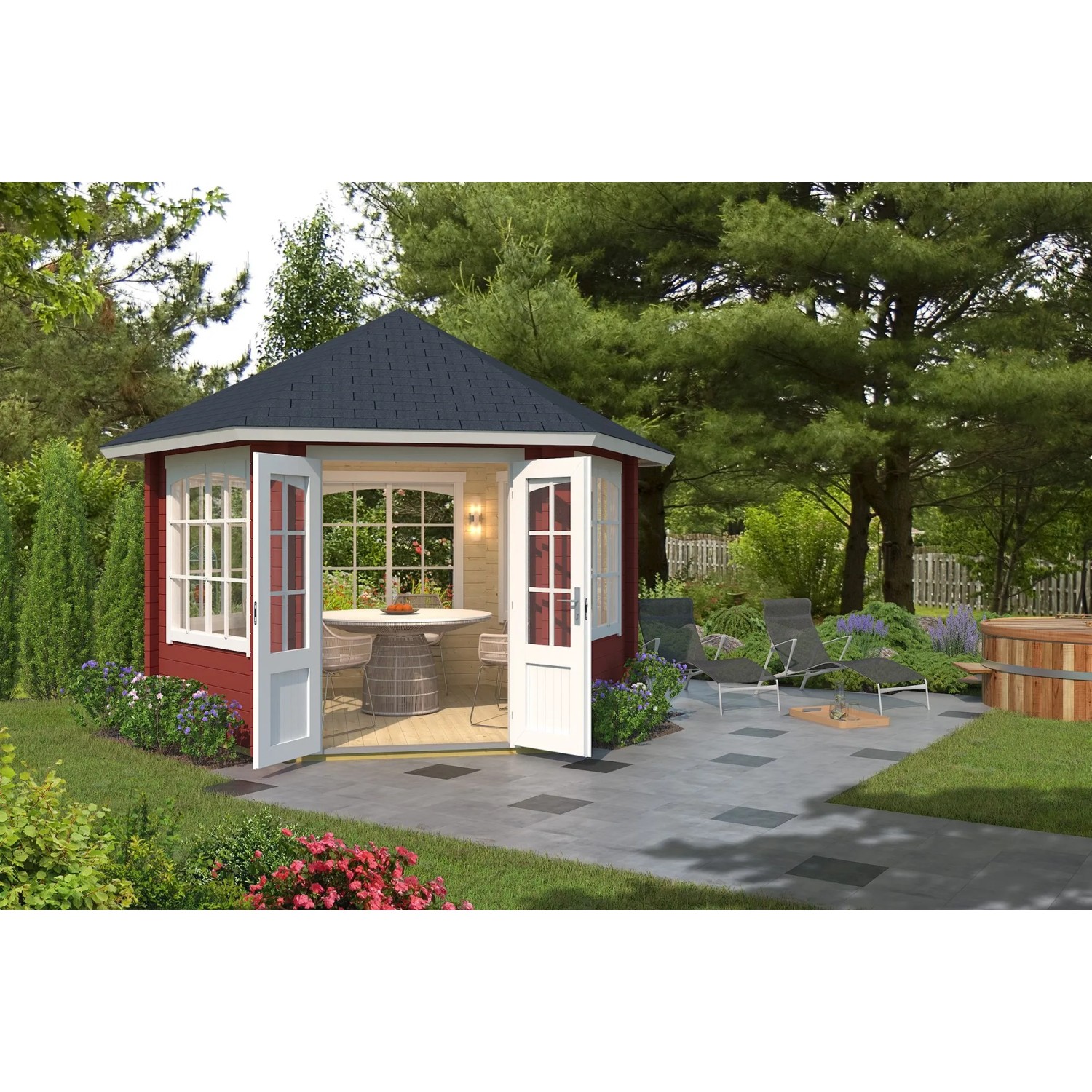 Lasita Pavilion Ilmenau 350 cm x 303,1 cm Schwedenrot günstig online kaufen