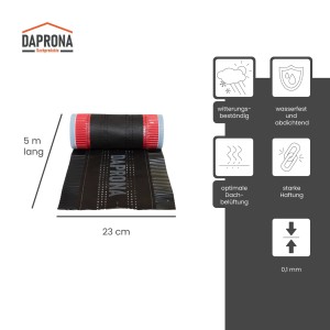 Daprona Firstrolle Alu Super Vent, 5m x 230mm, schwarz. Firstband zur Abdichtung und Belüftung des Dachfirsts.