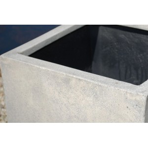 Grauer Vivanno Pflanzkübel Block in Betonoptik, 30x30x30 cm, ideal für Garten & Terrasse.