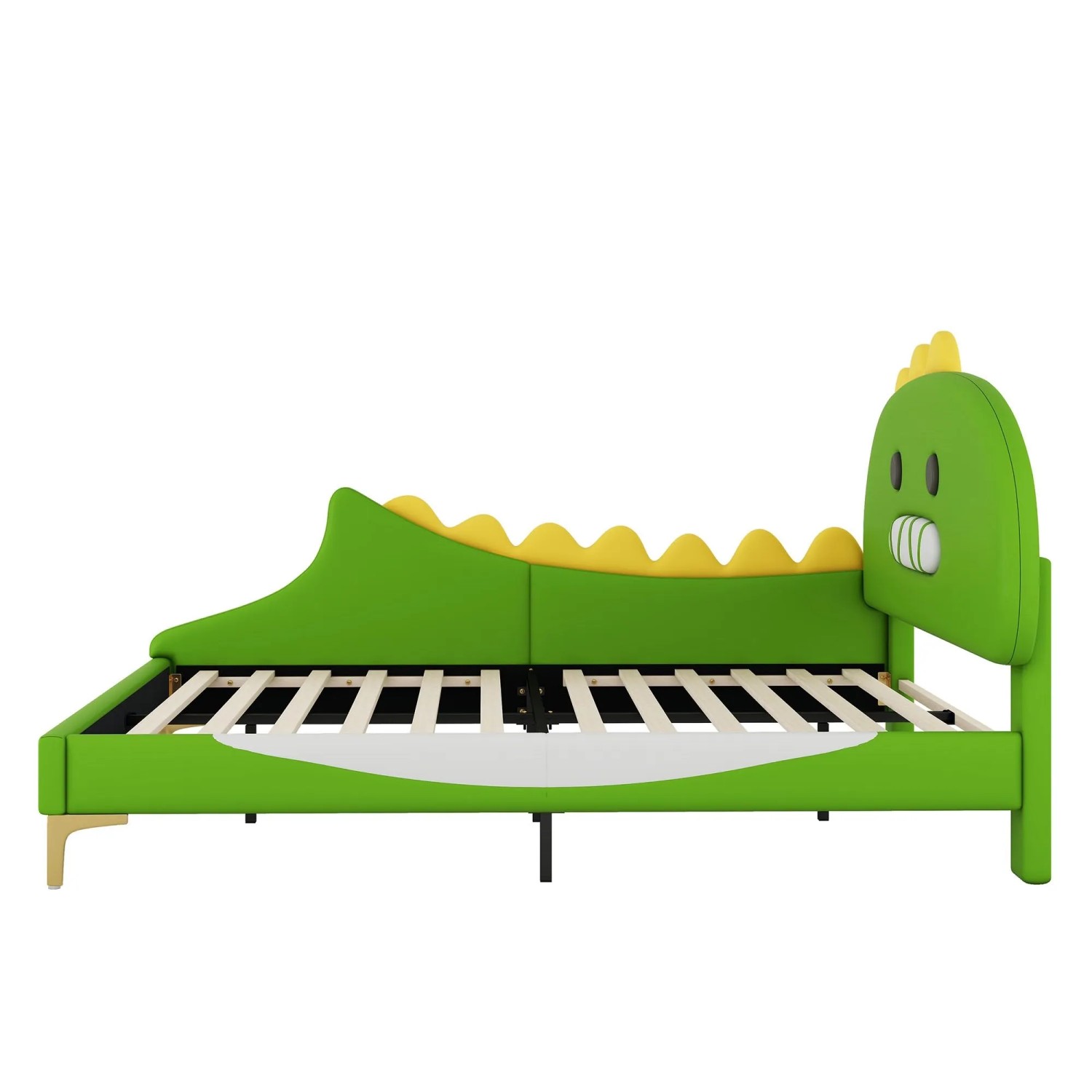 okwish Kinderbett 140x200cm mit Dinosaurier Design Flachbett Grün ohne Matratze