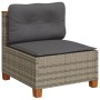 Graues vidaXL Garten-Ecksofa aus Polyrattan mit Kissen, Teil einer modularen Gartenmöbel-Garnitur.