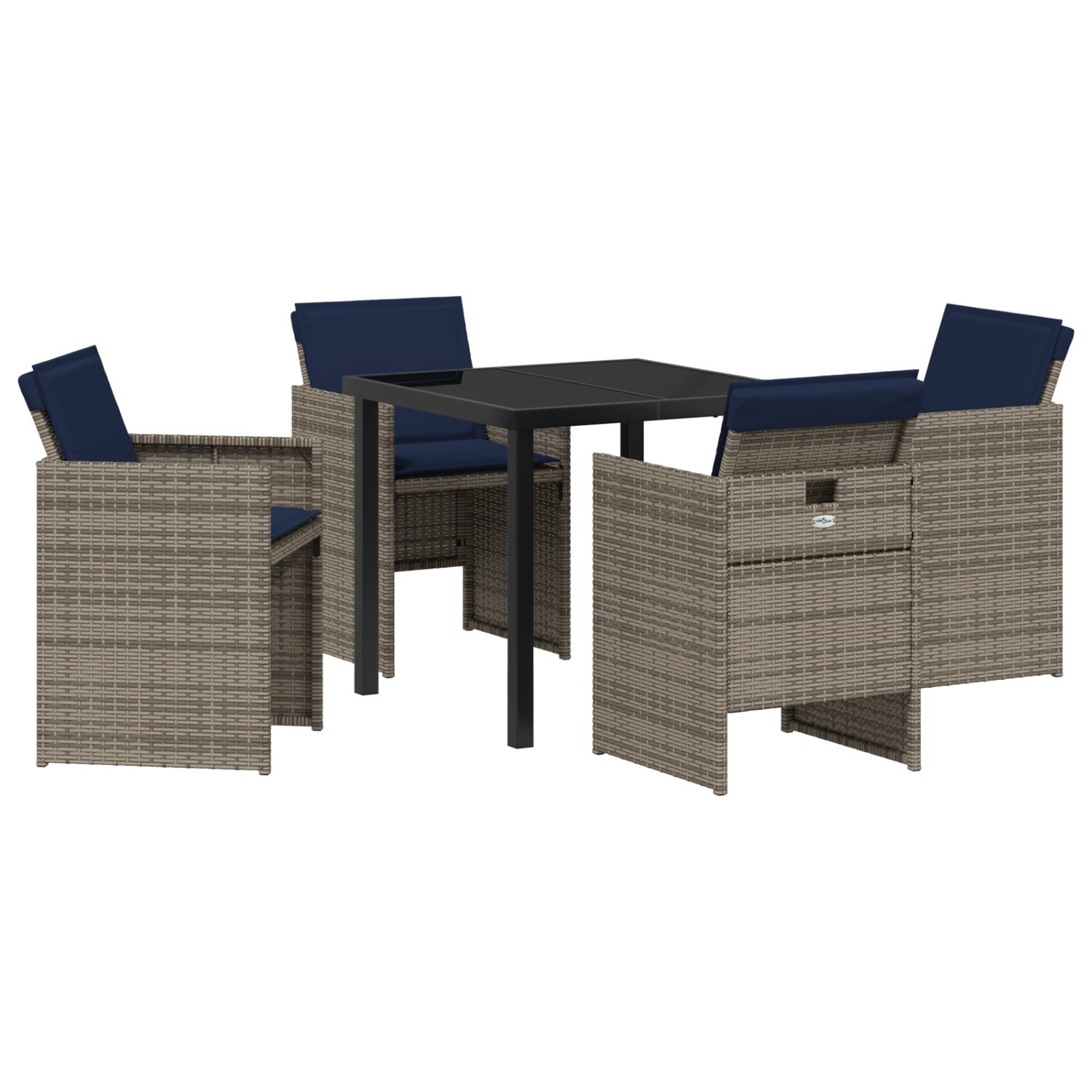 vidaXL Garten Essgruppe mit Kissen Falten 5-Tlg Grau Poly Rattan 3379968 günstig online kaufen