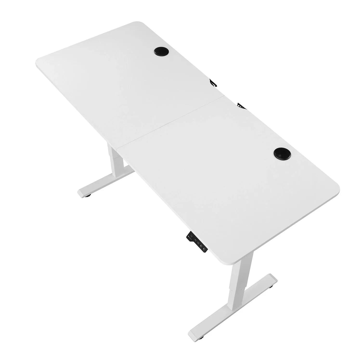 Weißer, höhenverstellbarer Juskys Schreibtisch Office Stand 140x60 cm mit Kabelführung.
