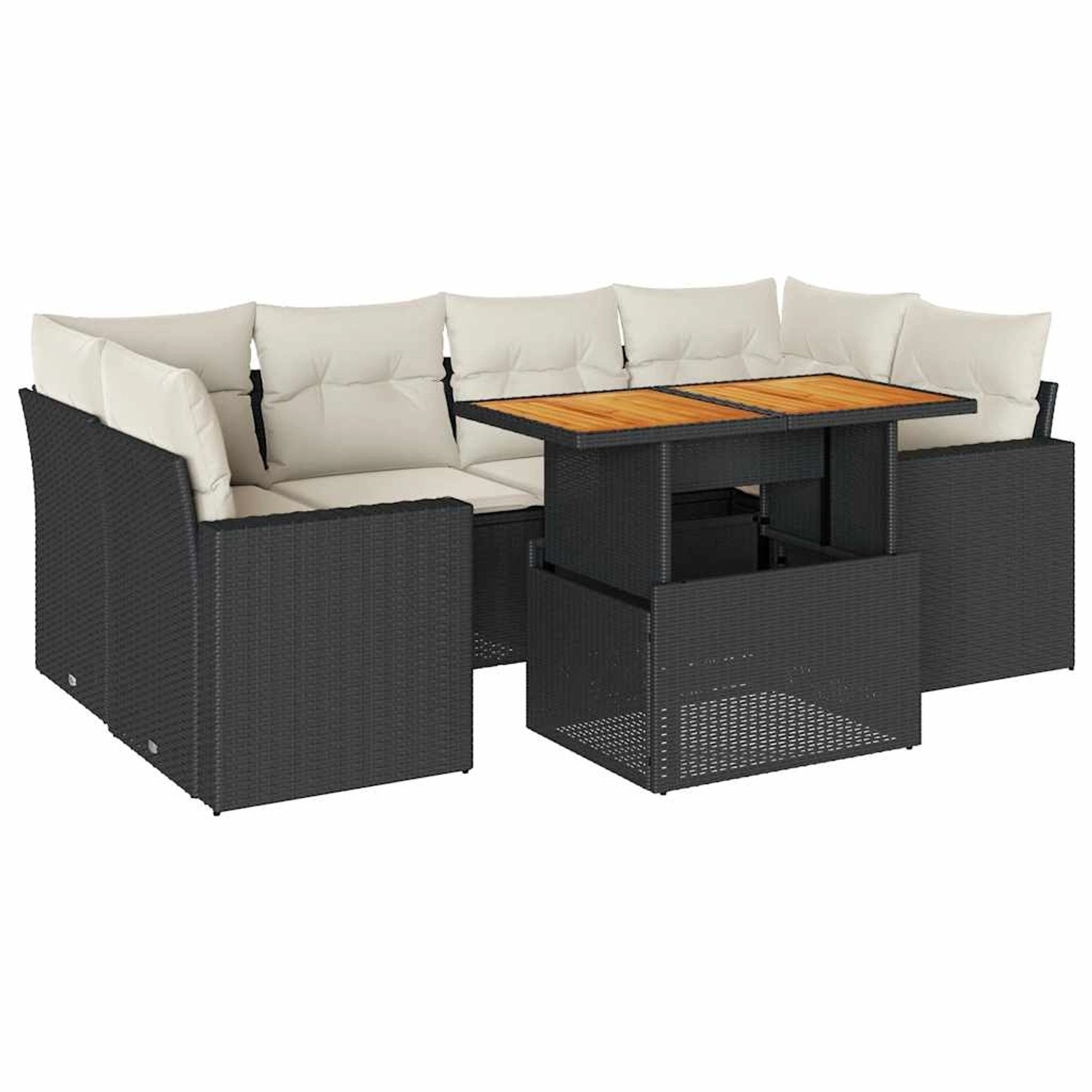 vidaXL 7-Tlg Garten-Sofagarnitur mit Kissen Schwarz Poly Rattan 3327003 günstig online kaufen