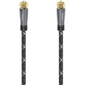 Hama Antennenkabel, SAT-Anschlusskabel mit F-Stecker, 3m, grau-schwarz, 120 dB