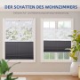 Sekey Doppelplissee Day&Night, grau, mit Muster, zur Verdunkelung und als Lichtschutz an zwei Fenstern.