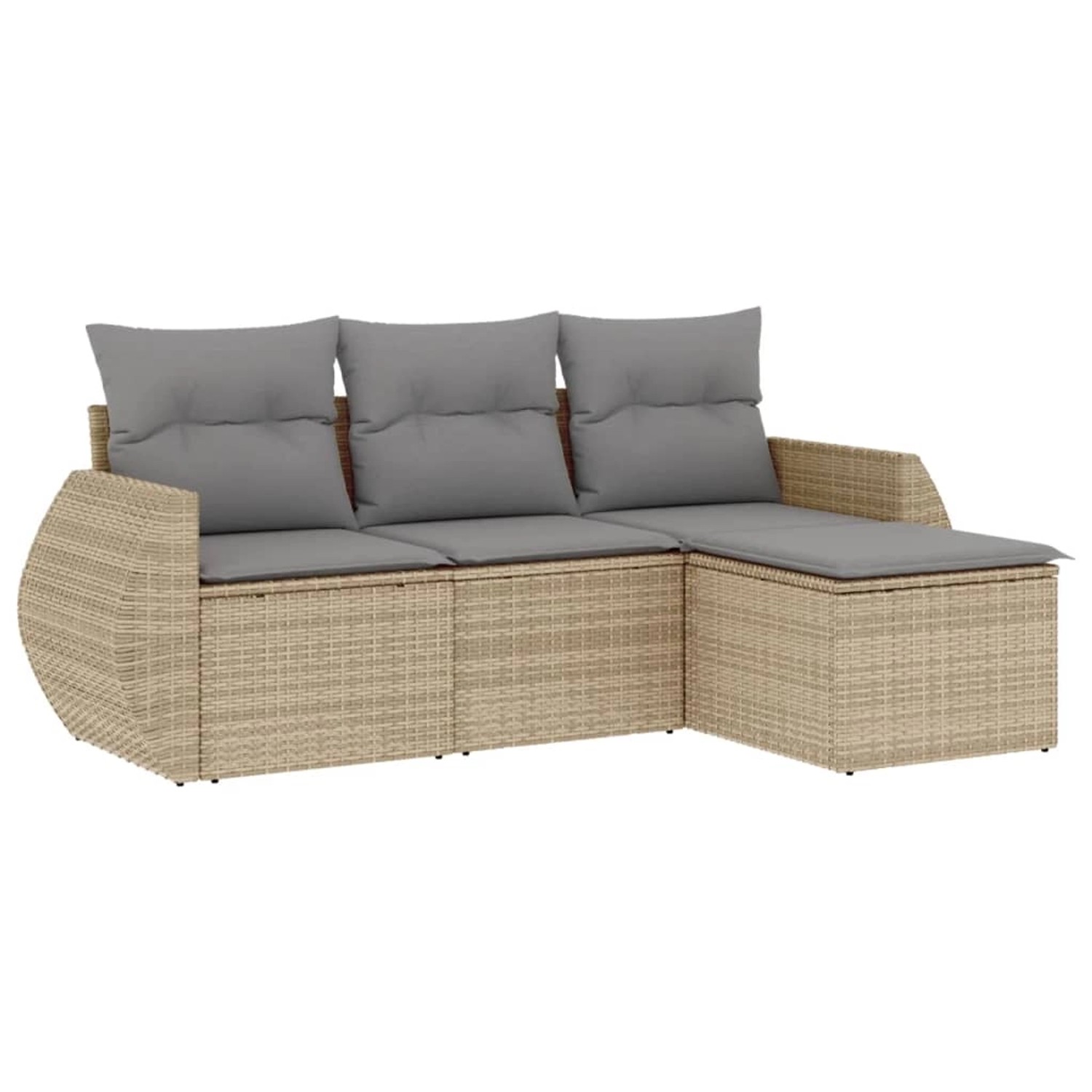 vidaXL 4-Tlg Garten-Sofagarnitur mit Kissen Beige Poly Rattan 3221268 günstig online kaufen