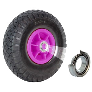 Sackkarrenrad 260x85mm mit pinker Felge und Kugellager für Baumaschinen.