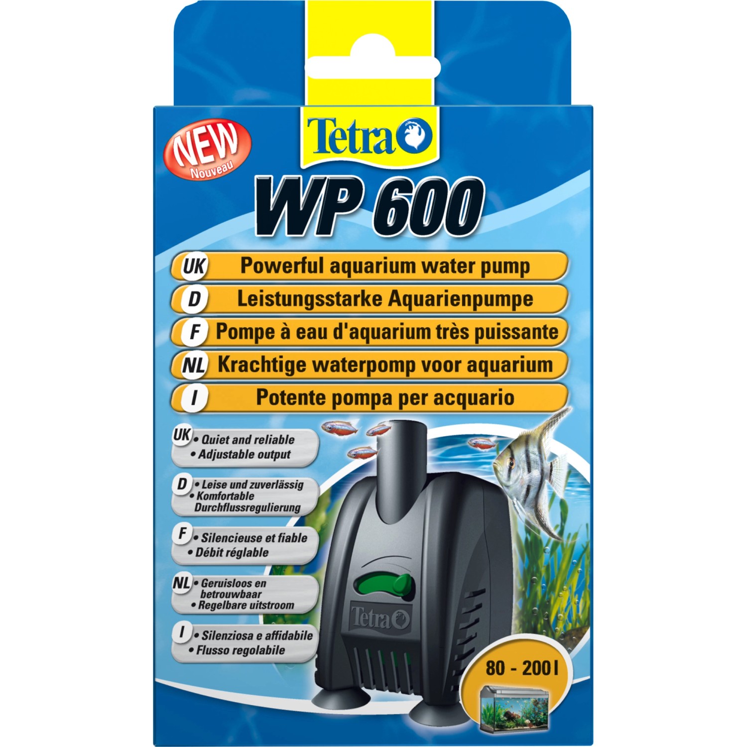 Tetra Aquarienpumpe WP 600, leistungsstarke Pumpe für Aquarien von 80-200l.