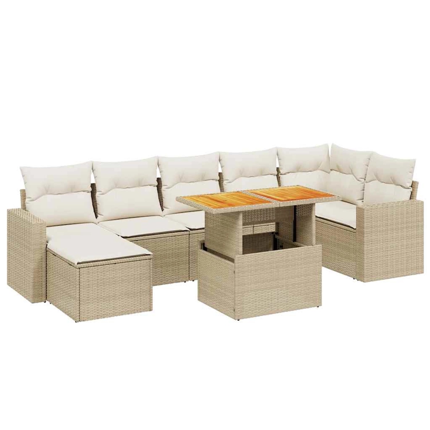 vidaXL 8-Tlg Garten-Sofagarnitur mit Kissen Beige Poly Rattan 3275599 günstig online kaufen