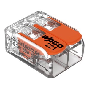Wago Hebelklemme 221-612, 2-polig, für Leiter von 0,5-6 mm², 5er-Pack.