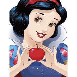 Disney Schneewittchen Poster (30x40 cm) in Blau und Rot mit Apfel.