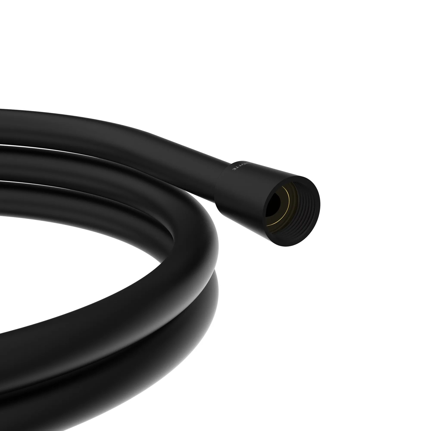 Schwarzer Schütte Brauseschlauch aus Kunststoff, 200 cm lang, mit Anschlüssen und Verdrehschutz.