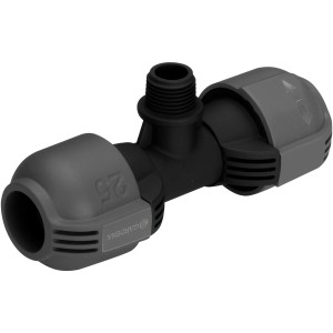 Gardena T-Stück 25 mm x 13 mm für Sprinkler-Systeme, Detailansicht.