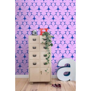 ESTAhome Vliestapete mit Retro Ornamenten in Lila und Blau.