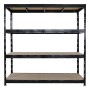 PROREGAL Profi Schwerlastregal Rhino HxBxT 200x200x60cm 4 Spanplatten-Ebenen 8mm Fachlast 500kg Schwarz Stecksystem Lagerregal Steckregal_6