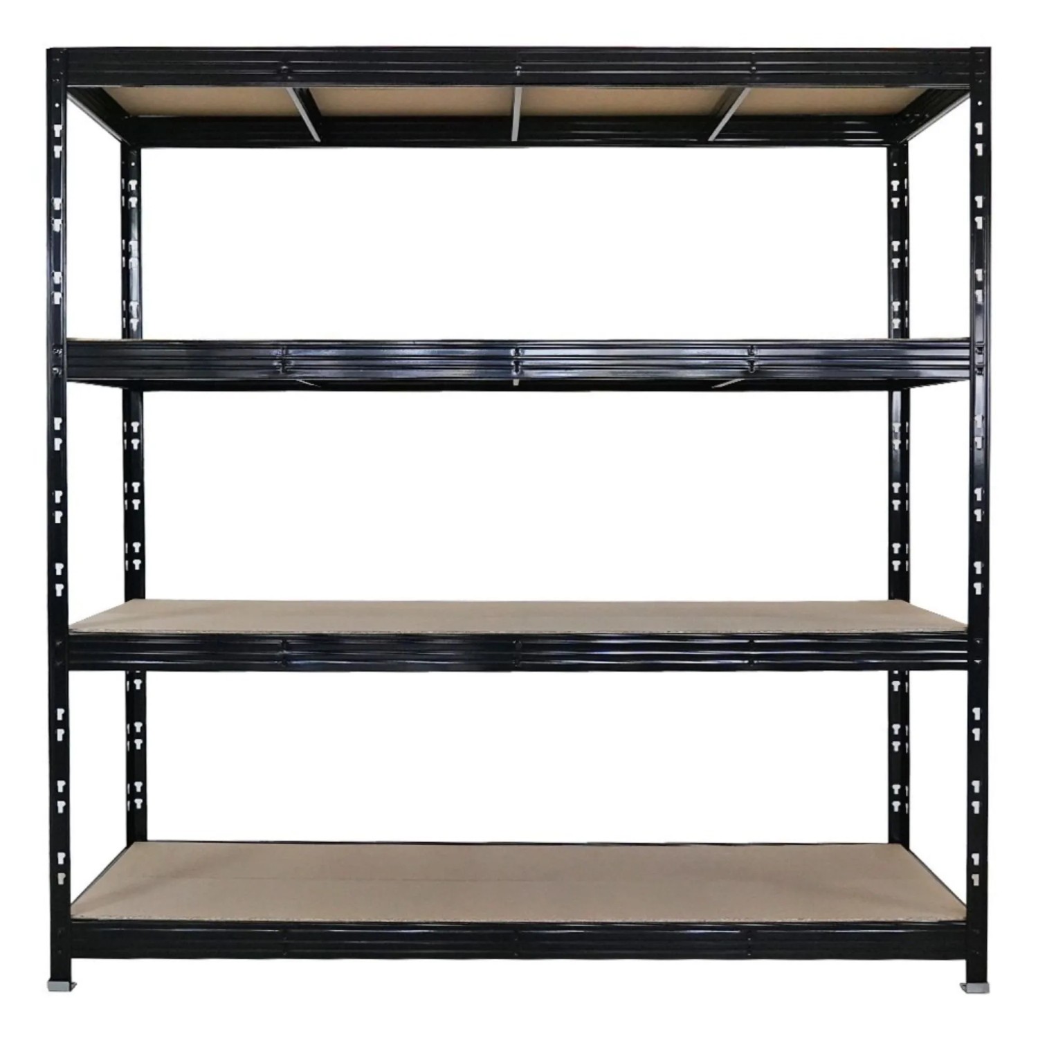 PROREGAL Profi Schwerlastregal Rhino HxBxT 200x200x60cm 4 Spanplatten-Ebenen 8mm Fachlast 500kg Schwarz Stecksystem Lagerregal Steckregal_6