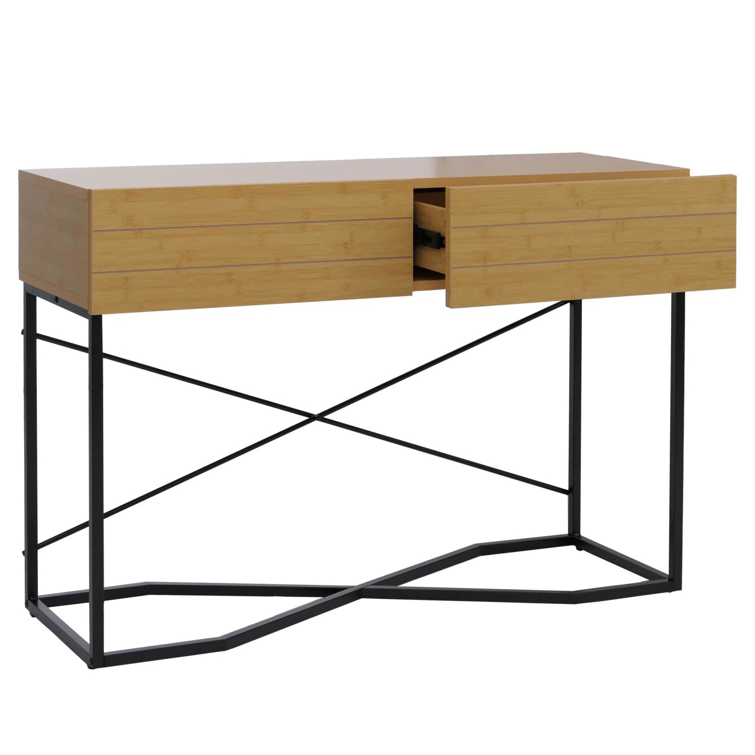 MCW Konsolentisch P47 Melamin Industrial 81x120x40cm Bambus-Optik