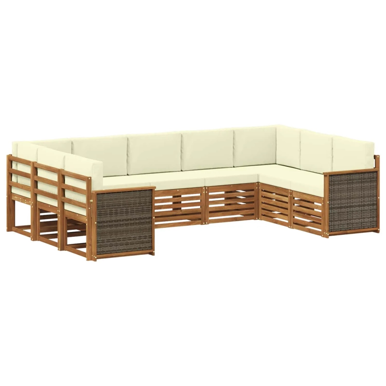 vidaXL Ecksofa Set mit Kissen 7 Stk Natur und Creme 3384826