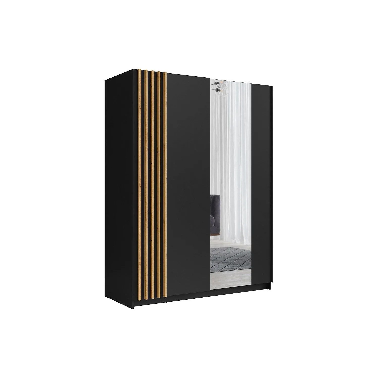 Vente-unique Kleiderschrank Calela Schwarz 200.2 cm