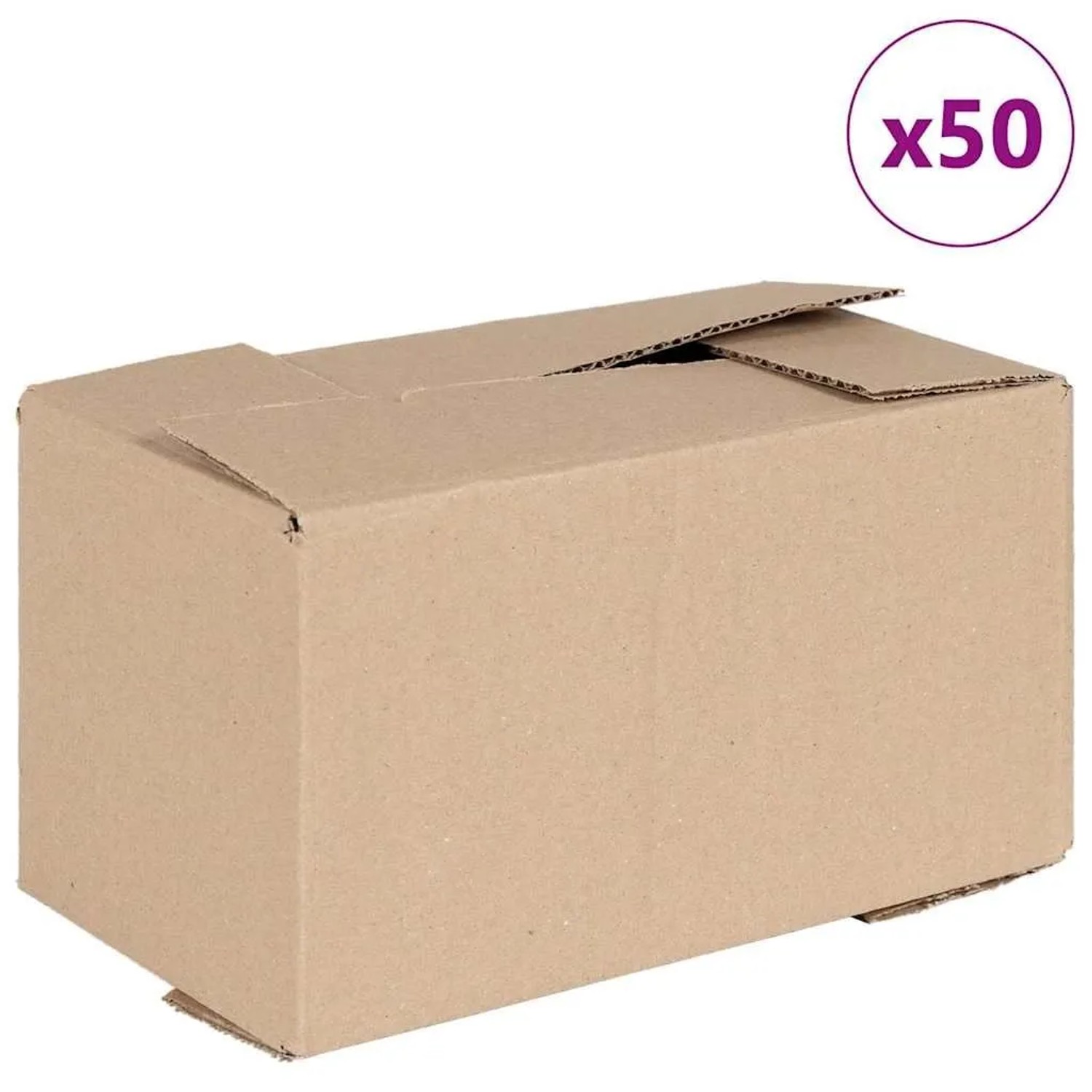 50er Set Faltboxen mit Deckel, Natur, 24x13x13 cm, aus Karton für Aufbewahrung.
