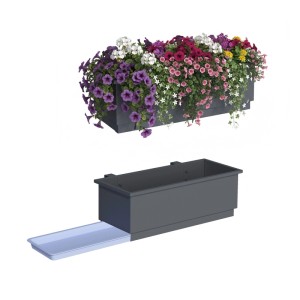 Relaxdays Balkonkasten 2er Set Metall Anthrazit 50 cm x 17 cm x 19 cm