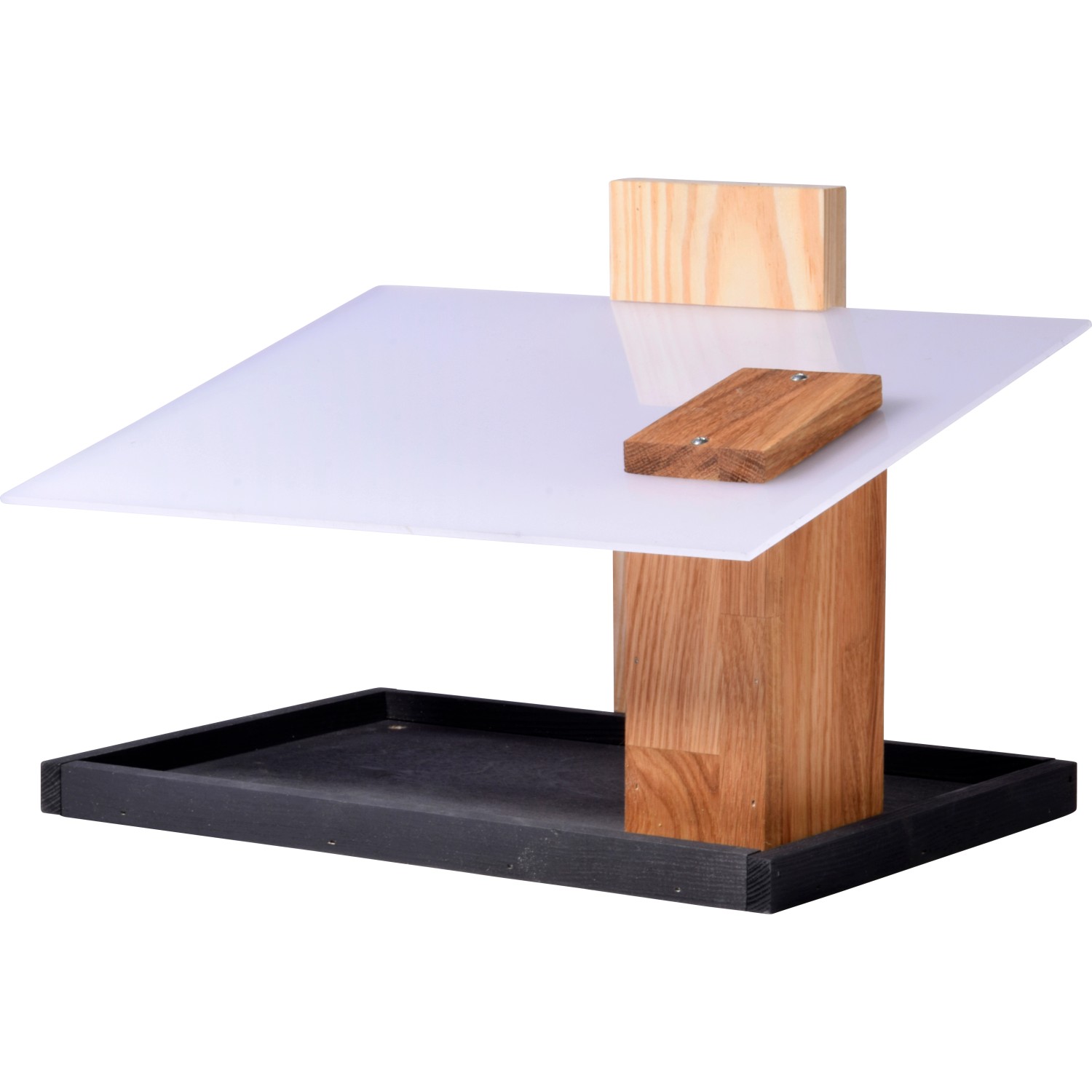 Modernes Dobar Vogelfutterhaus Futura I aus Holz mit Futter-Silo für Wildvögel.