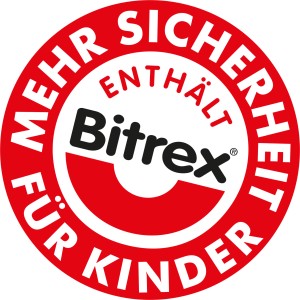 Symbol für Protect Home Rodicum Rattengift: "Enthält Bitrex - Mehr Sicherheit für Kinder".