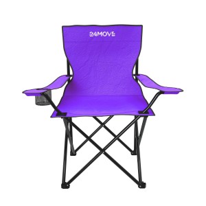 24Move Campingstuhl, lila Faltstuhl mit Getränkehalter und Tragetasche, belastbar bis 100 kg.