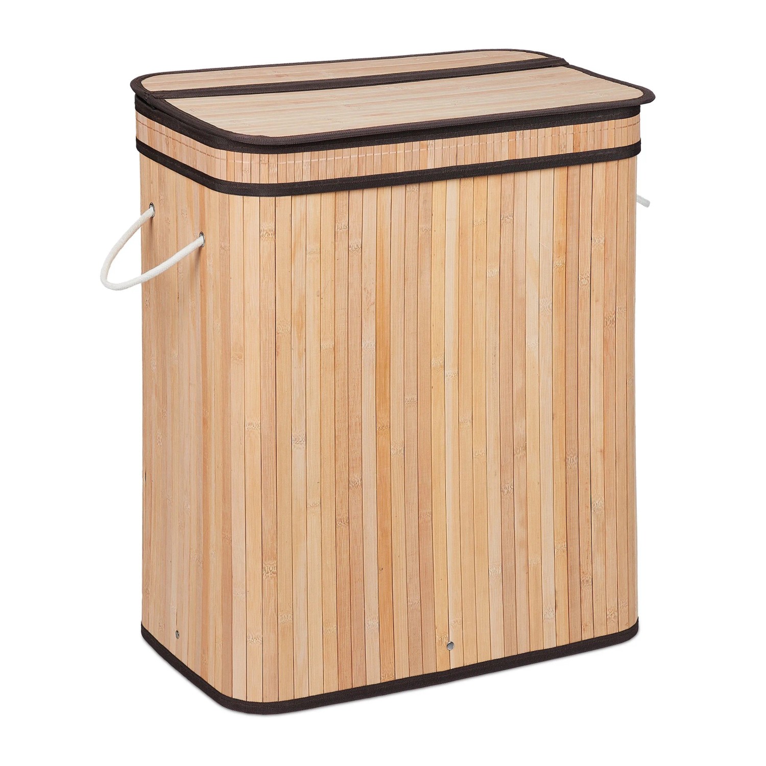 Relaxdays Wäschesortierer Bambus Natur 3 Fächer 63 cm x 55 cm x 35 cm 2,6 kg