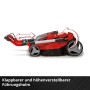 Zusammengeklappter Einhell Akku-Rasenmäher GP-CM 36/450 mit verstellbarem Holm.