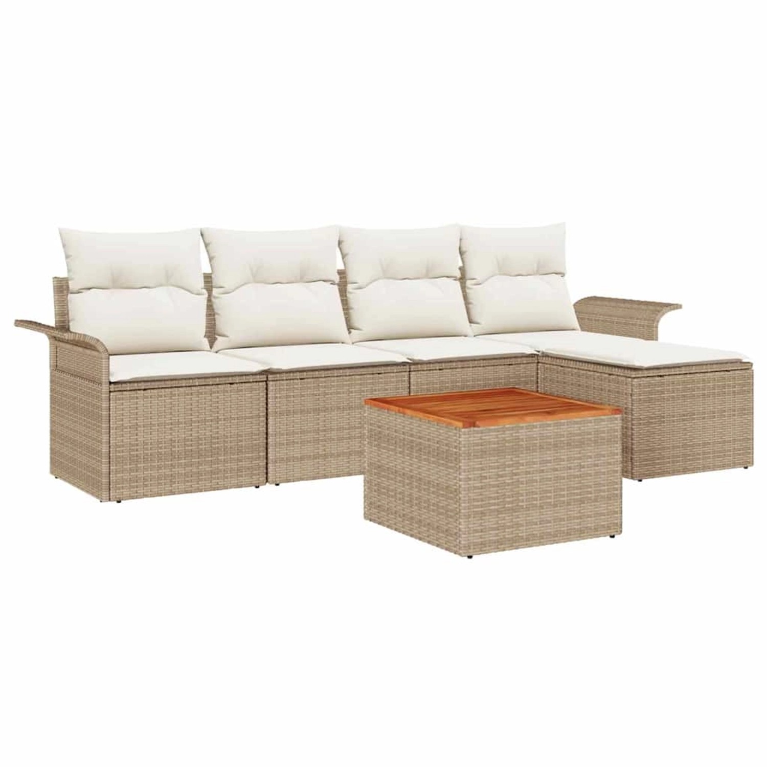 vidaXL Garten-Sofa-Set 6-Tlg Beige Poly Rattan 3347316 günstig online kaufen