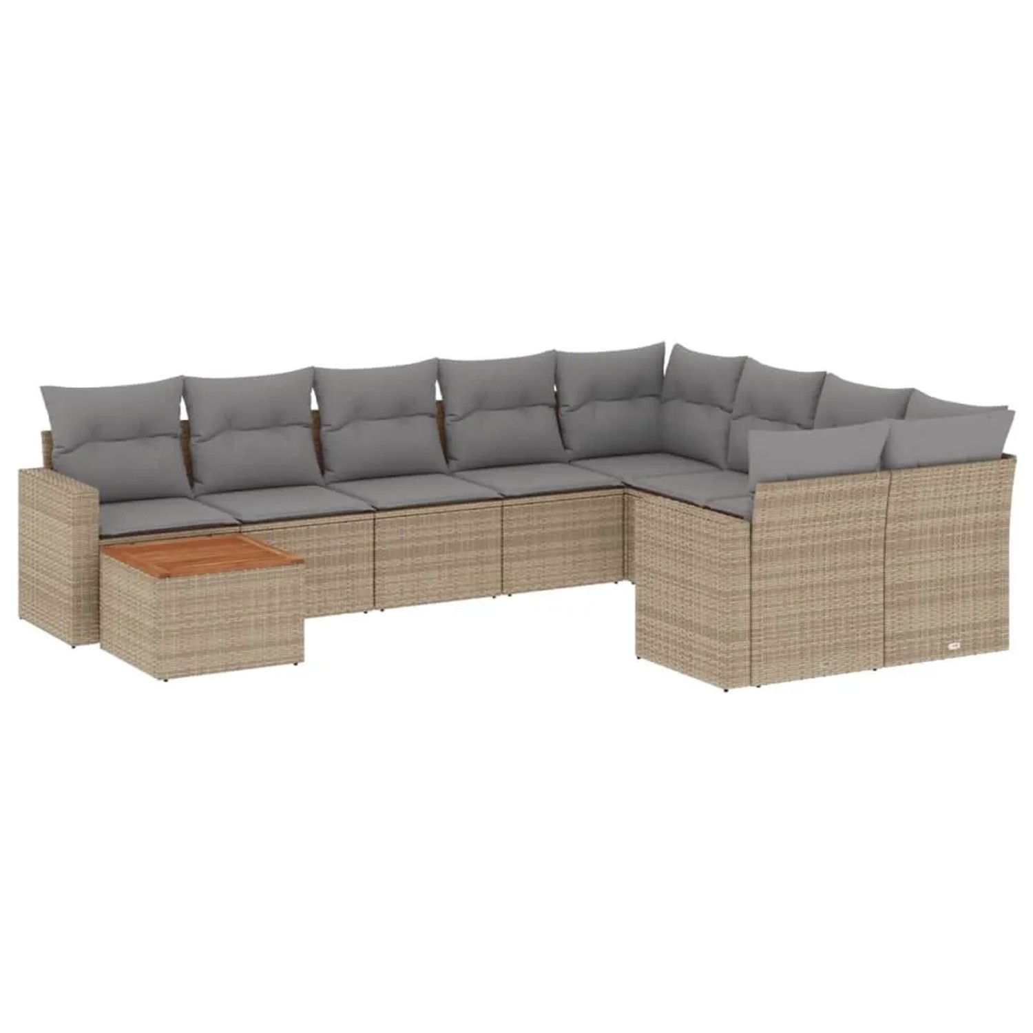 vidaXL 10-Tlg Garten-Sofagarnitur mit Kissen Beige Poly Rattan 3224288