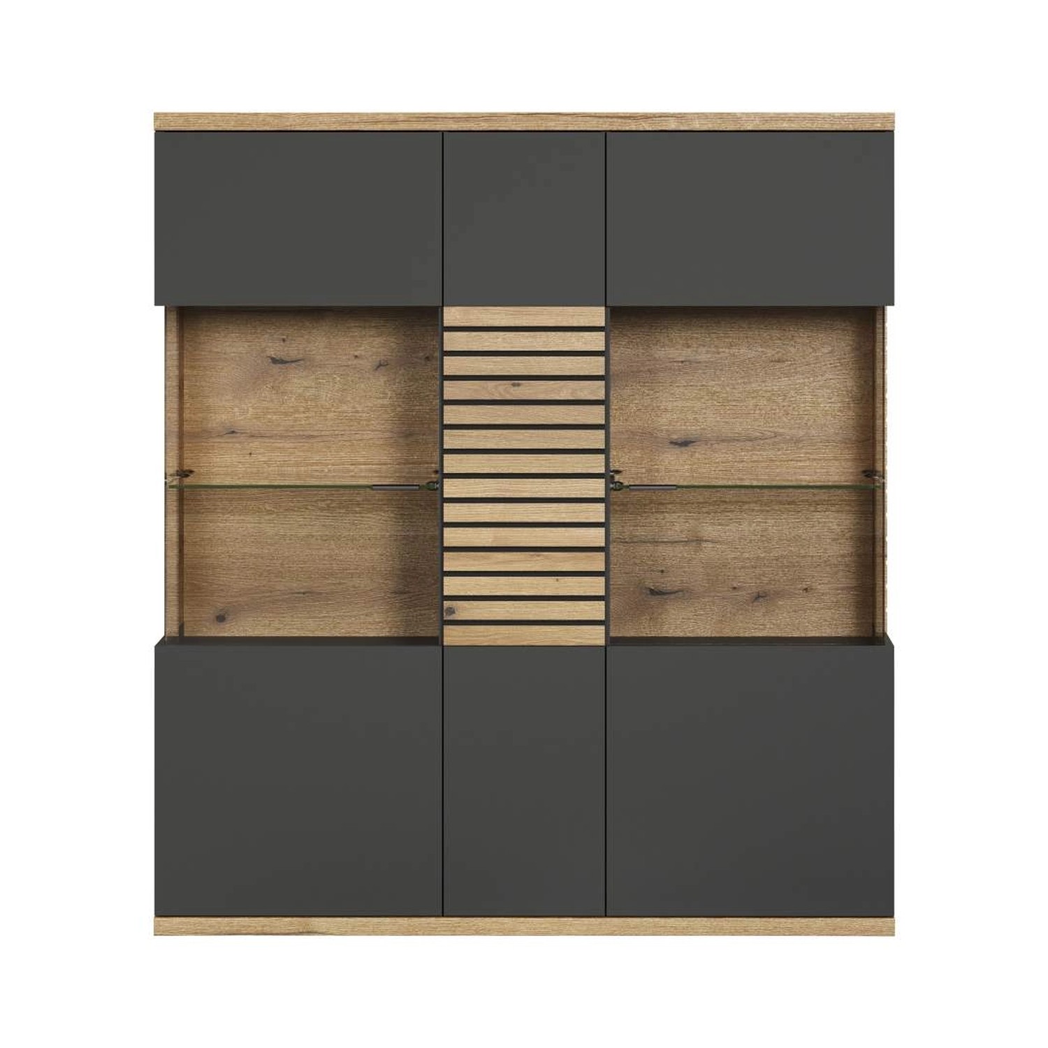 ebuy24 Norris1 Vitrinenschrank Grau Eiche Dekor günstig online kaufen