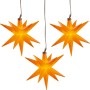 Gelbe LED-Sternenhänger (3 Stk.) für Außen, Ø 12cm, Weihnachtsdeko.