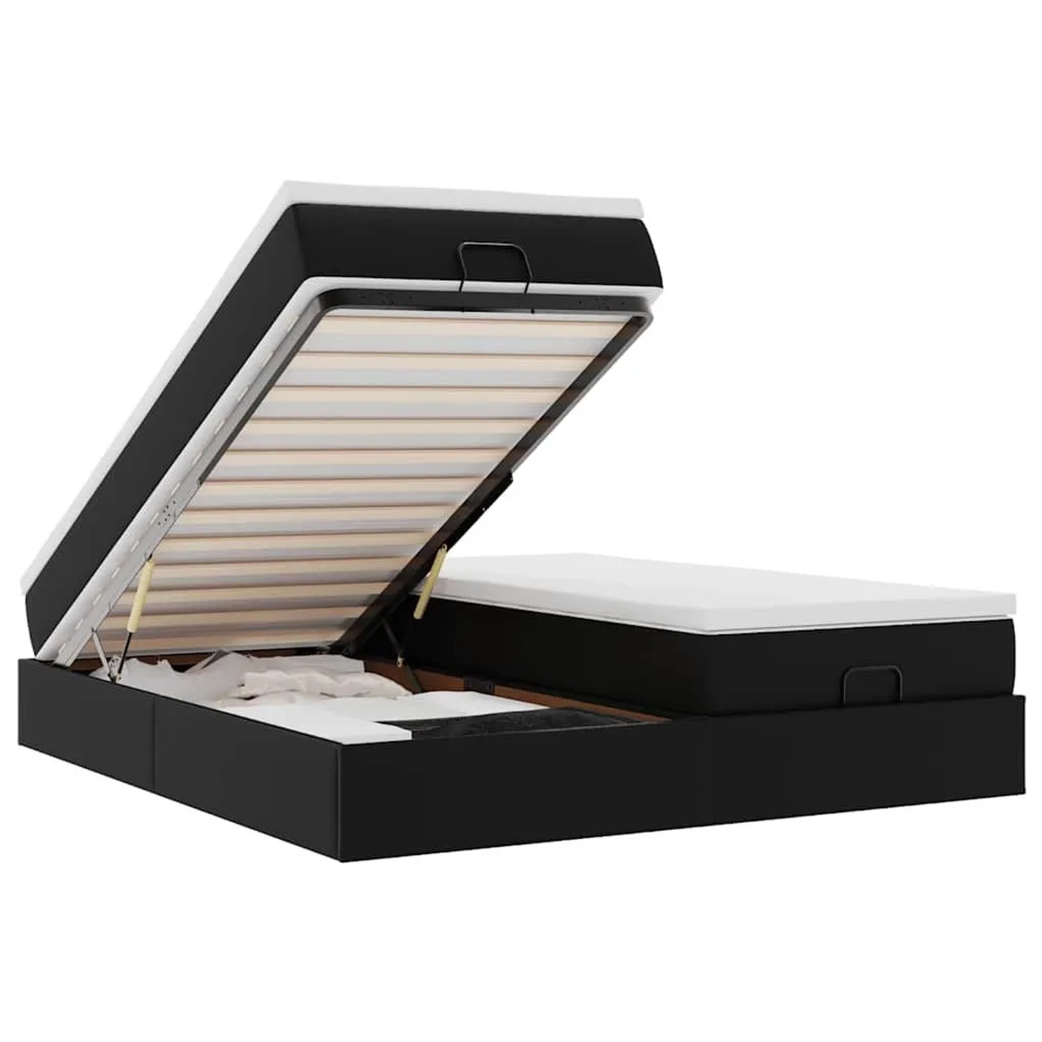 vidaXL Ottoman-Bett mit Matratzen Schwarz 200x200 cm Kunstleder 3311229